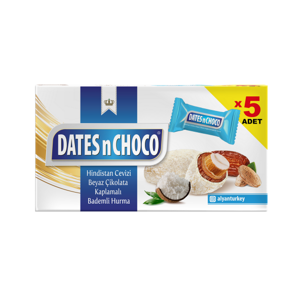 Dates N Choco Hindistan Cevizi ve Beyaz Çikolata Kaplı Hurma 60GR