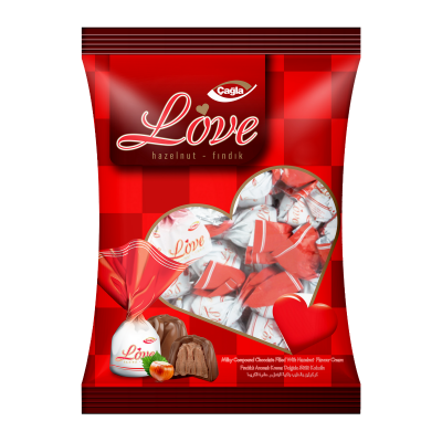 Love Fındık Aromalı krema dolgulu sütlü kokolin 1000gr