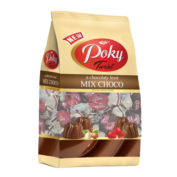 Poky Twist Fındık & Çilek Aromalı Krema Dolgulu Sütlü Kokolin 500gr