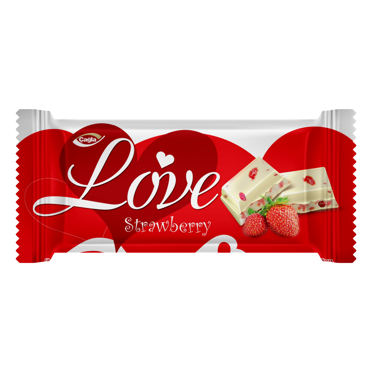 Love Çilek Aromalı Krema Dolgulu Çilek Parçacıklı Beyaz Kokolin 80gr*12