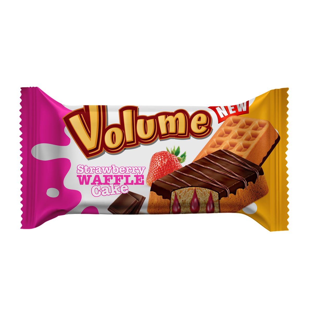 VOLUME Waffle Kakao Kaplamalı Çilek Soslu Kek 45gr*24 Adet M.70022