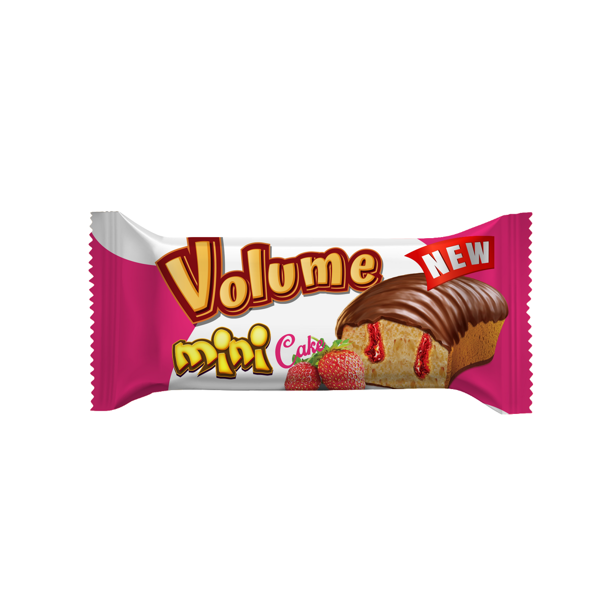 VOLUME Mini Kakao Kaplamalı Çilek Soslu Kek 25gr*24 Adet