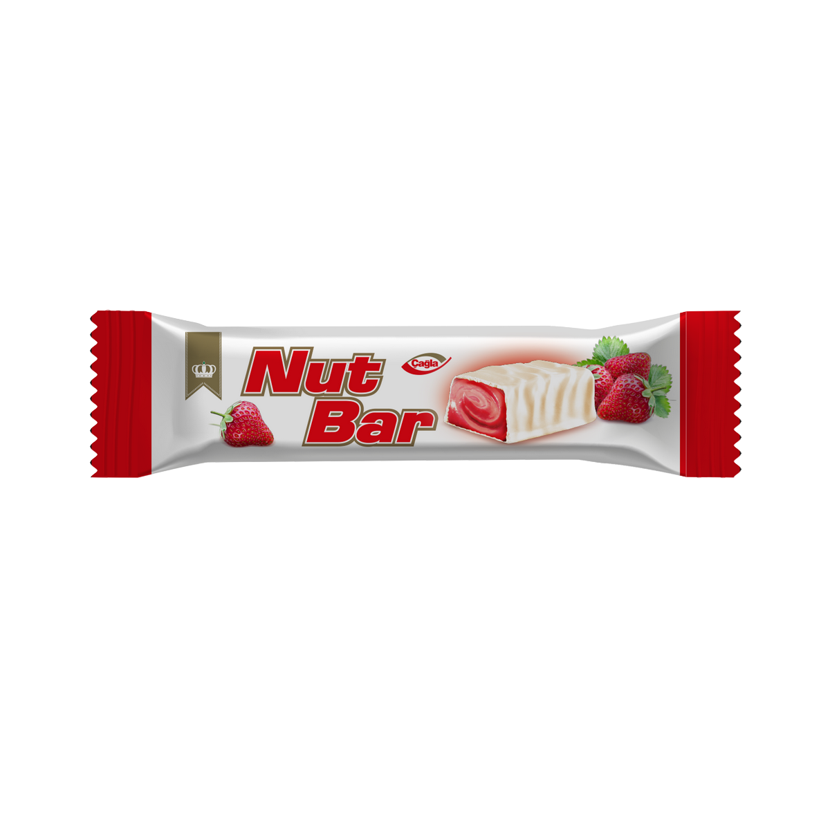 Nutbar Çilek Aromalı Krema Dolgulu Beyaz Kokolin 10gr*48 Adet