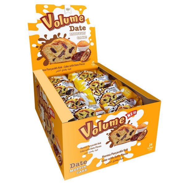 VOLUME Dates Hurma Parçacıklı Muffin Kek 45gr*24 Adet 