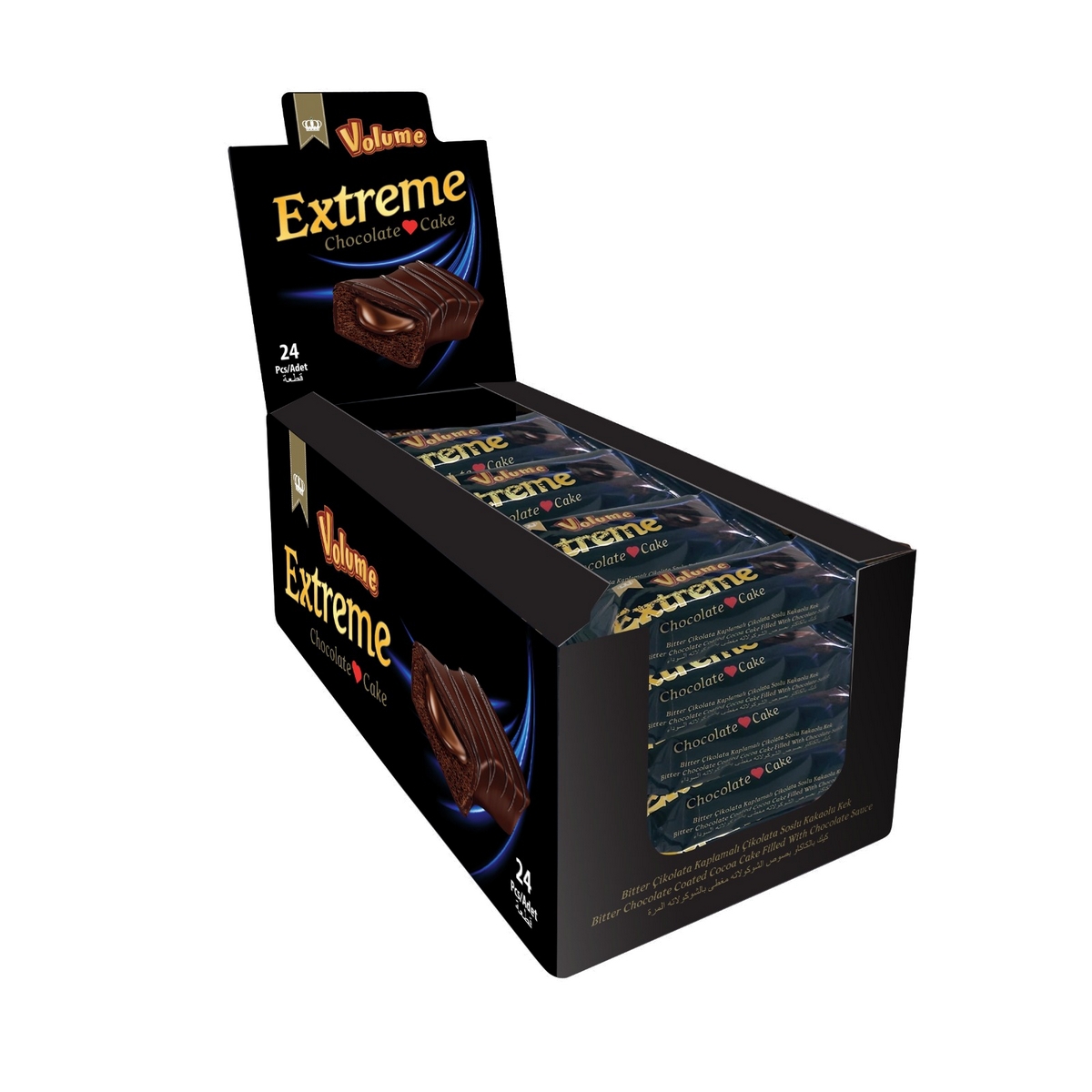VOLUME Extreme Çikolata Kaplamalı Çikolata Soslu Kakaolu Kek 40g*24 Adet