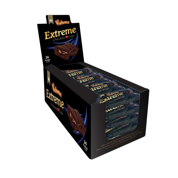 VOLUME Extreme Çikolata Kaplamalı Çikolata Soslu Kakaolu Kek 40g*24 Adet 