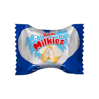 Volume Milkies H.cevizi ve Beyaz Kokolin Kaplamalı Sütlü kremalı  Sade  Kek 55gr * 24 adet M.71302