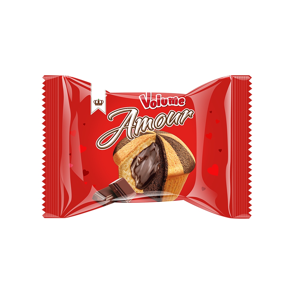 VOLUME AMOUR MUFFIN ÇİKOLATA SOS DOLGULU ÇİKOLATA AROMALI MOZAİK KEK 45gr*24 adet M.71230