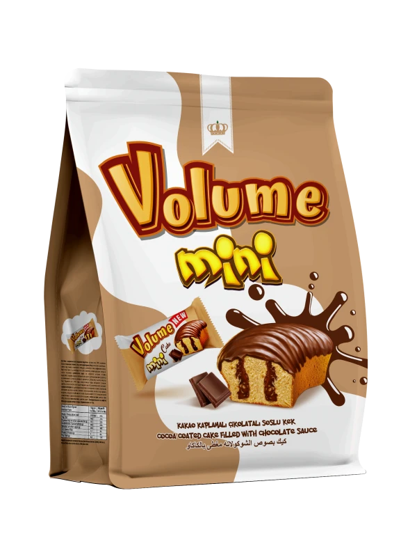 VOLUME Mini Kakao Kaplamalı Çikolata Soslu Kek 160gr (quadro poşet) 10 Adet* M.71240