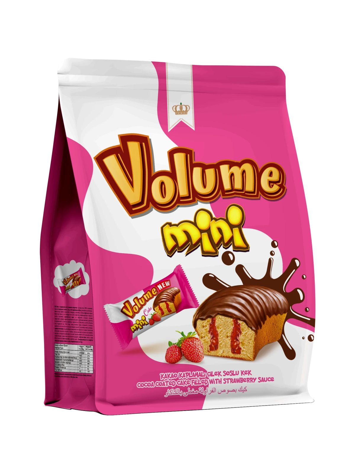 VOLUME Mini Kakao Kaplamalı Çilek Soslu Kek 160gr (quadro poşet) * 10 Adet M.71250