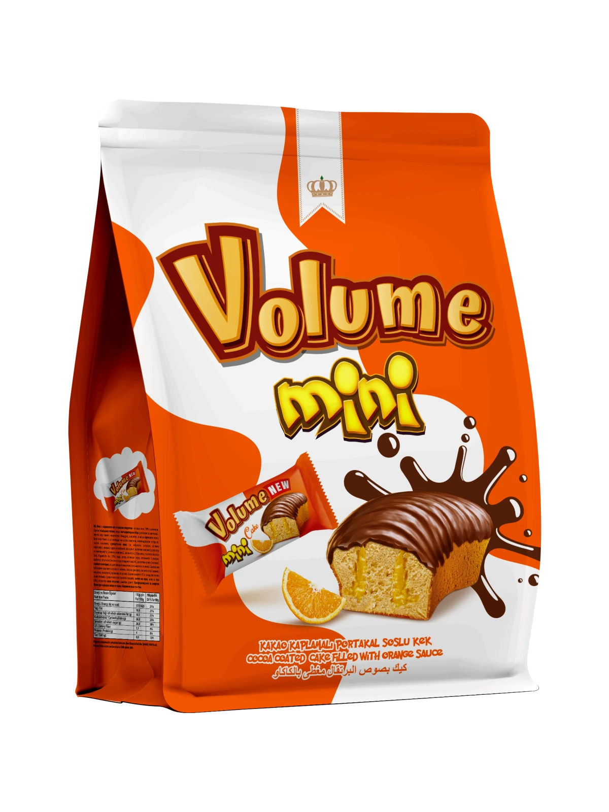 VOLUME Mini Kakao Kaplamalı Portakal Soslu Kek 160gr (quadro poşet) * 10 Adet M.71260