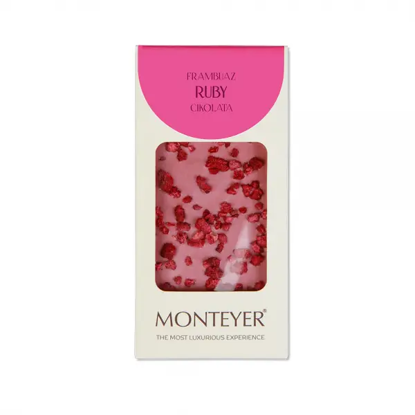 Monteyer Ruby Frambuaz Parçacıklı Tablet Çikolata 60gr*1 Adet  M.06480	