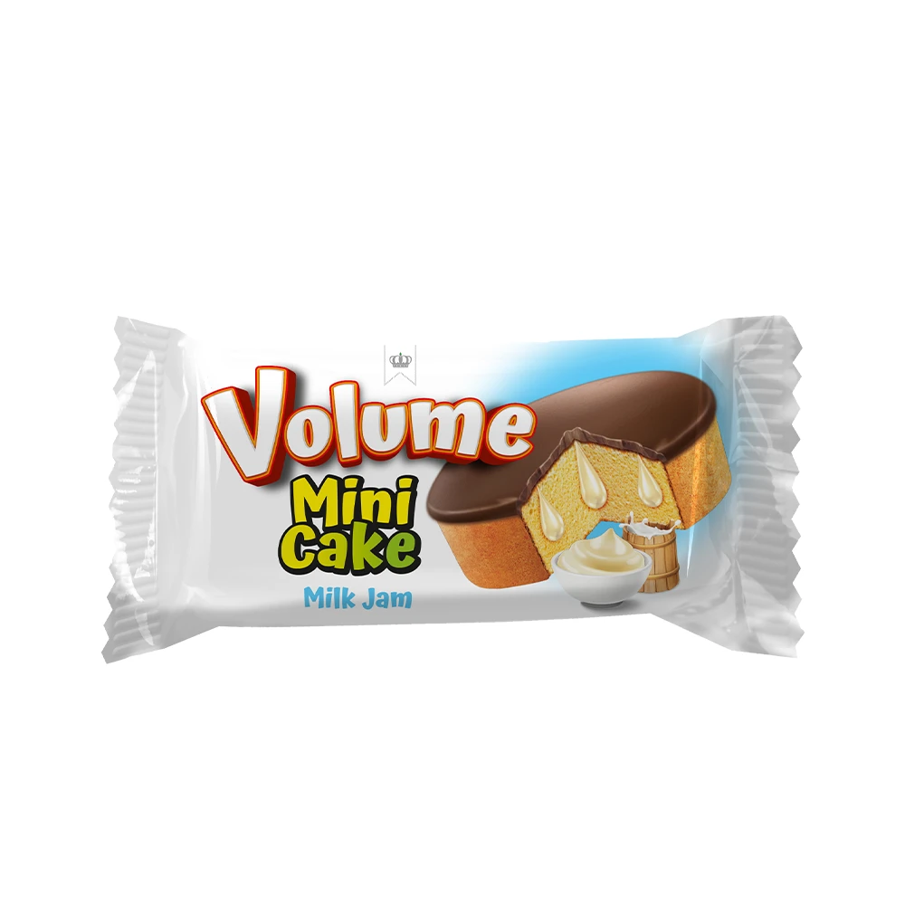 VOLUME Mini Kakao Kaplamalı Süt Reçeli Aromalı Sütlü Soslu  Kek 30gr*24 Adet 
