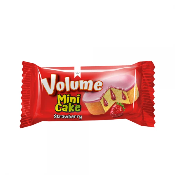 VOLUME Mini Kokolin Kaplamalı Çilek Soslu Kek 30 gr*24 Adet 