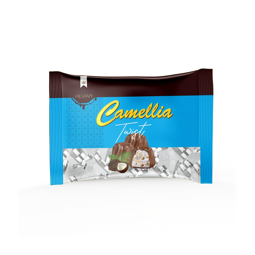 Camellia H.Cevizli Aromalı Krema Dolgulu Pirinç Patlaklı Sütlü Kokolin 1000gr*8(YASTIK POŞET)