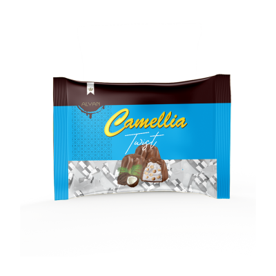 Camellia H.Cevizli Aromalı Krema Dolgulu Pirinç Patlaklı Sütlü Kokolin 1000gr*8(YASTIK POŞET)