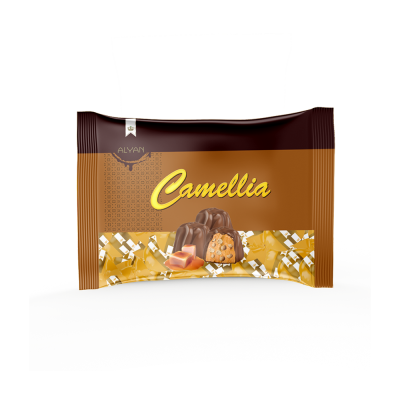 Camellia Karamel Aromalı Krema Dolgulu Pirinç Patlaklı Sütlü Kokolin 1000gr*8(YASTIK POŞET)