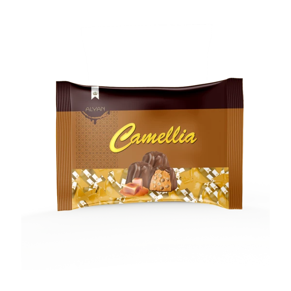 Camellia Karamel Aromalı Krema Dolgulu Pirinç Patlaklı Sütlü Kokolin 1000gr*8(YASTIK POŞET)