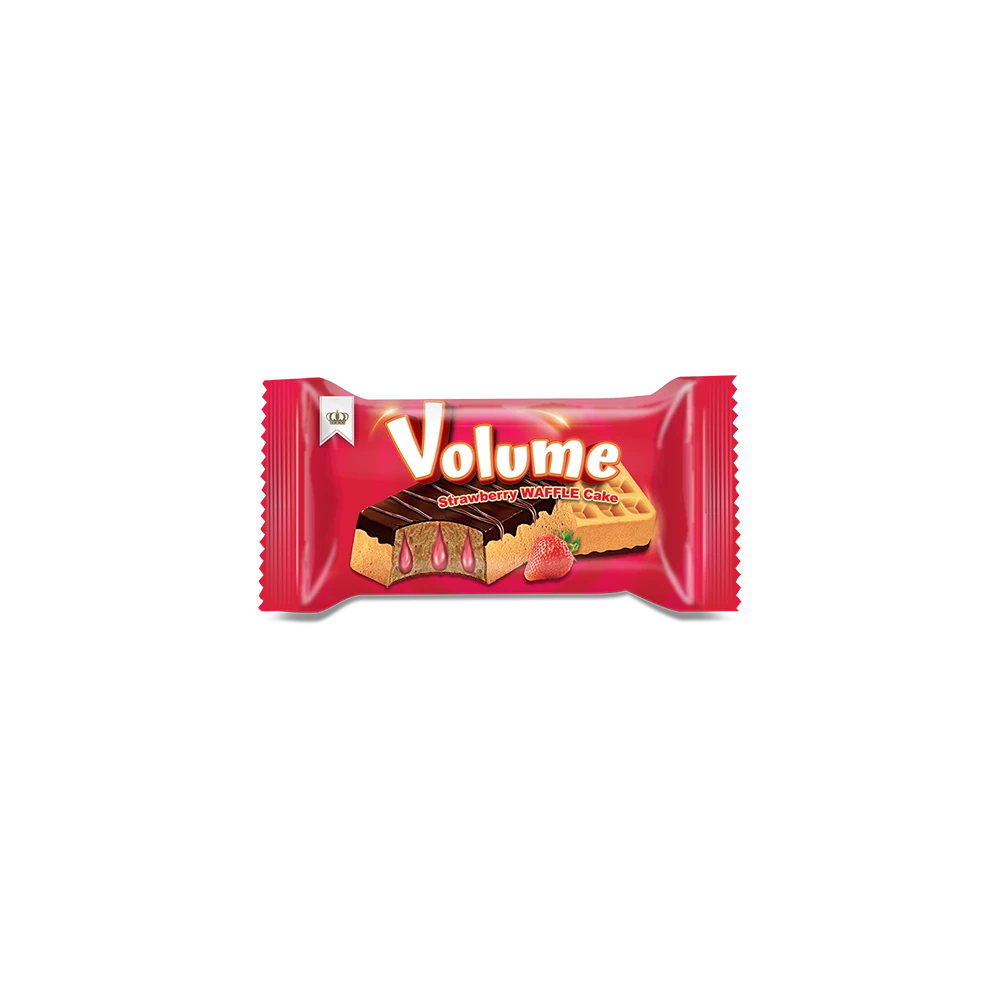VOLUME Waffle Kakao Kaplamalı Çilek Soslu Kek 40gr*24*6