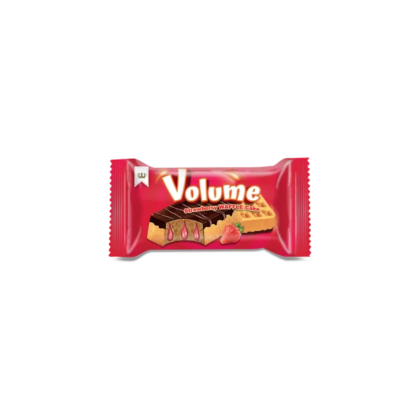 VOLUME Waffle Kakao Kaplamalı Çilek Soslu Kek 50gr*24*6