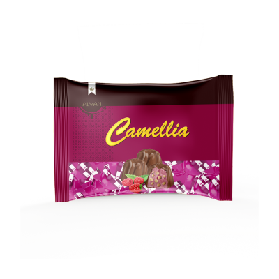 Camellia Twist Frambuaz Aromalı Krema Dolgulu Pirinç Patlaklı Sütlü Kokolin 1000gr*8(YASTIK POŞET)