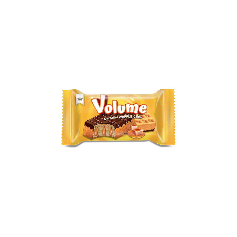 VOLUME Waffle Kakao Kaplamalı Karamel Soslu Kek 40gr*24*6
