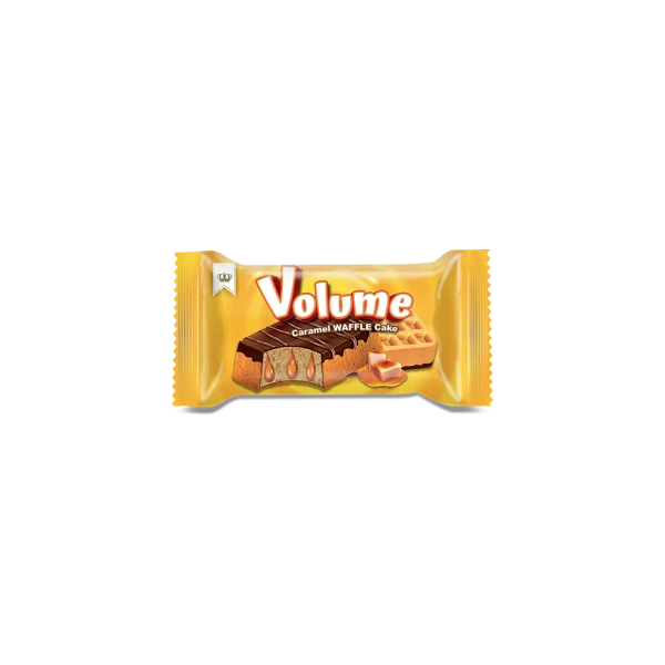 VOLUME Waffle Kakao Kaplamalı Karamel Soslu Kek 50gr*24*6