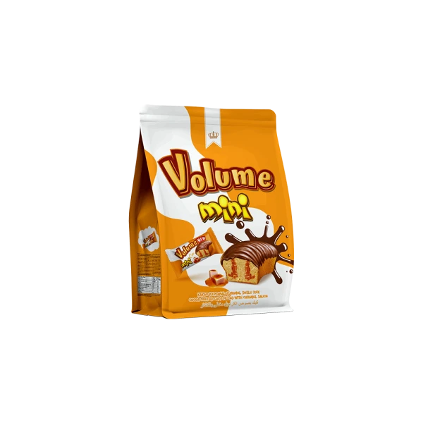 VOLUME Mini Kakao Kaplamalı Karamel Soslu Kek 160gr (quadro poşet) * 10 Adet M.71270