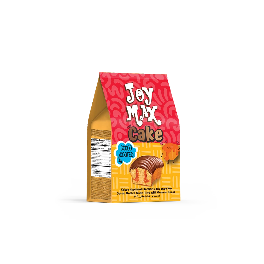 JOYMAX Mini Kakao Kaplamalı Karamel Soslu Kek 160gr*12(quadro poşet)