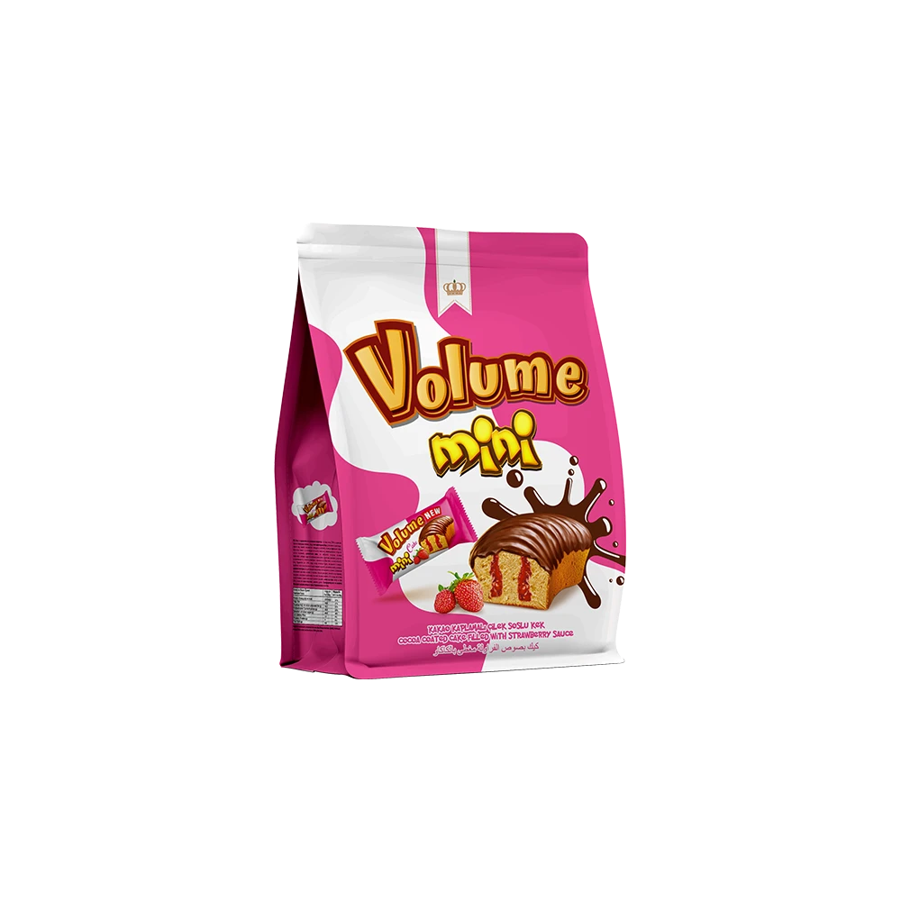 VOLUME Mini Kakao Kaplamalı Çilek Soslu Kek 160gr (quadro poşet) * 10 Adet M.71250