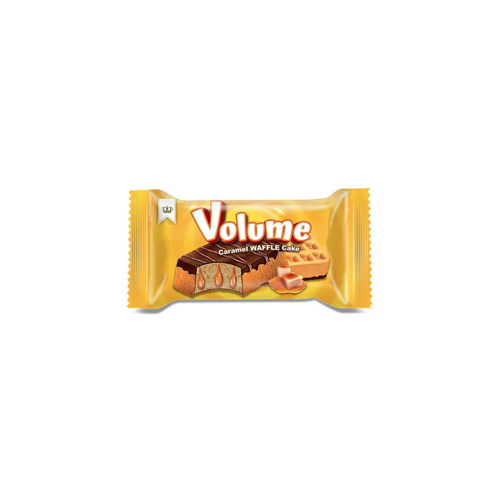 VOLUME Waffle Kakao Kaplamalı Karamel Soslu Kek 40gr*24 Adet 
