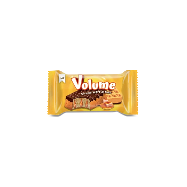 VOLUME Waffle Kakao Kaplamalı Karamel Soslu Kek 45gr*24 Adet 