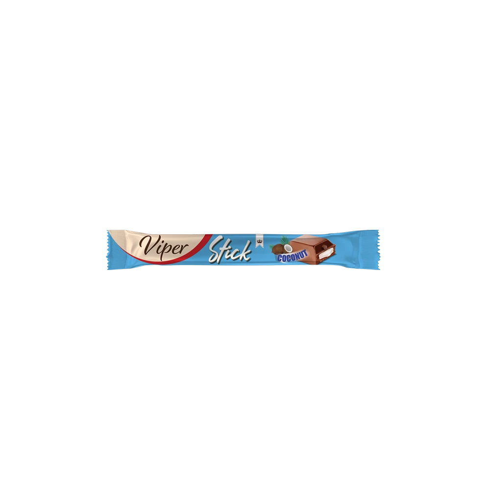 VİPER Stick Hindistan Cevizi Aromalı Krema Dolgulu Sütlü Kokolin 25gr*24*6