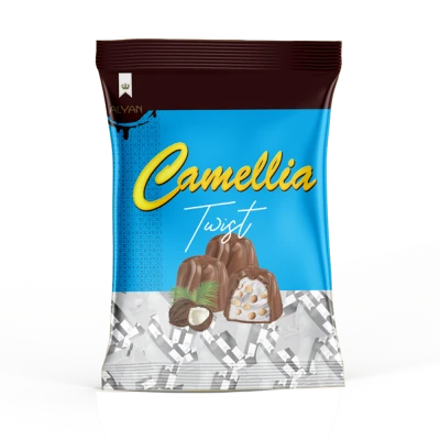 Camellia H.Cevizli Aromalı Krema Dolgulu Pirinç Patlaklı Sütlü Kokolin 500gr*8(YASTIK POŞET)