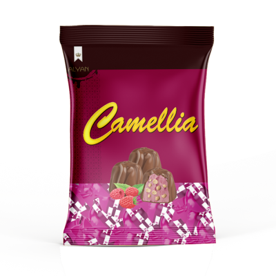 Camellia Frambuaz Aromalı Krema Dolgulu Pirinç Patlaklı Sütlü Kokolin 500gr*8(YASTIK POŞET)