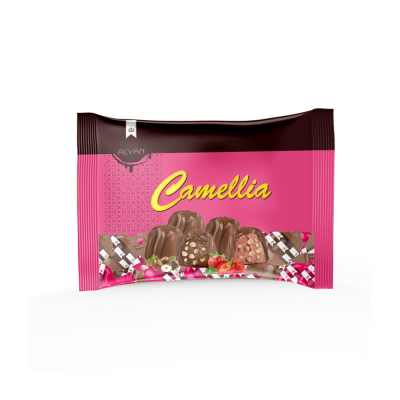 Camellia Fındık & Çilek Aromalı Krema Dolgulu Pirinç Patlaklı Sütlü Kokolin 1000gr*8(YASTIK POŞE