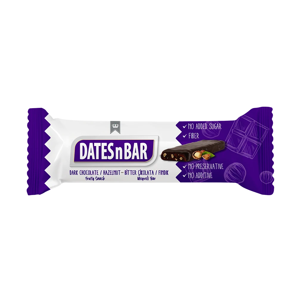 Dates N  Bar Bitter Çikolata Kaplamalı Fındık Parçalı Hurmalı Bar 40*12*12